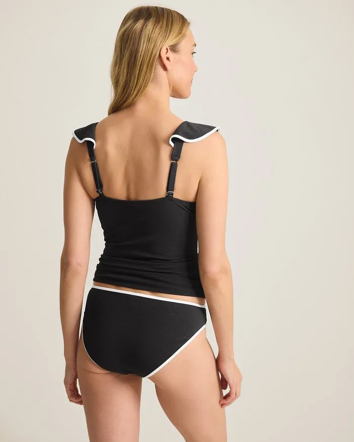 Womens Tommy Bahama Swimwear Tommy Bahama Island Cays Cabana Ruffle Tankini Top - Black