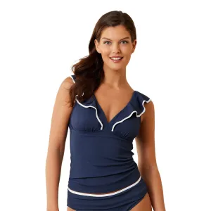 Womens Tommy Bahama Swimwear Tommy Bahama Island Cays Cabana Ruffle Tankini Top - Mare Navy