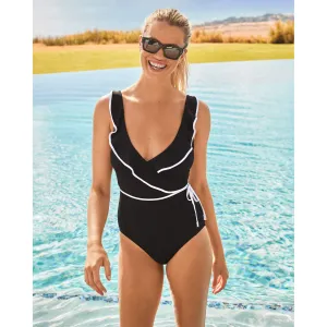 Womens Tommy Bahama Swimwear Tommy Bahama Island Cays Cabana Wrap One Piece Swimsuit -Black*