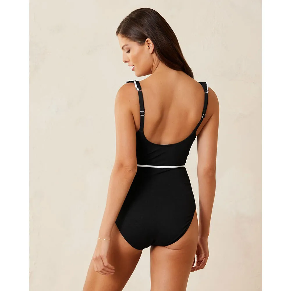 Womens Tommy Bahama Swimwear Tommy Bahama Island Cays Cabana Wrap One Piece Swimsuit -Black*