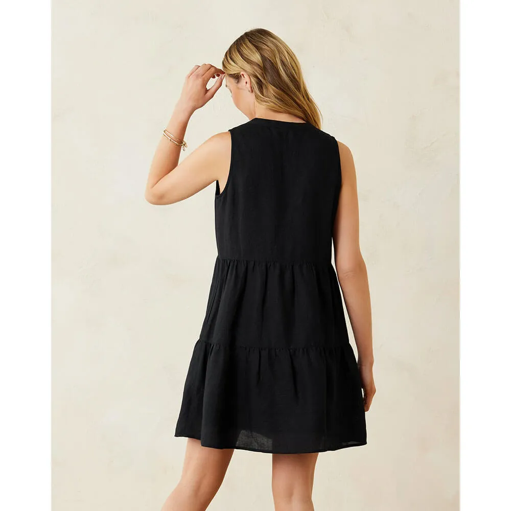 Womens Tommy Bahama Swimwear Tommy Bahama St Lucia Sleeveless Tier Dress Cover Up - Black