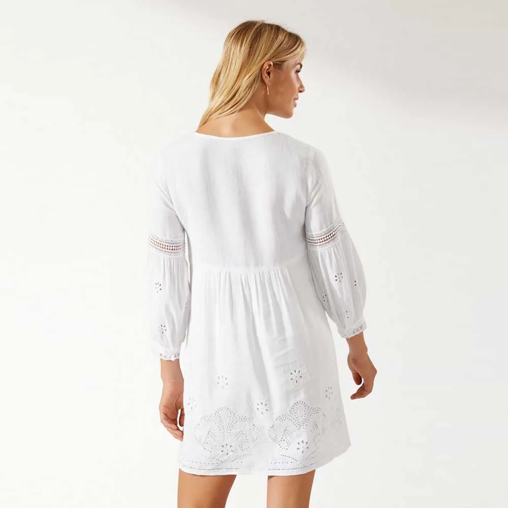 Womens Tommy Bahama Swimwear Tommy Bahama St. Lucia Split Neck Dress Cover Up - White