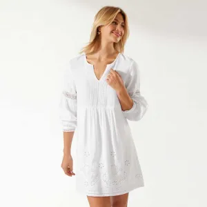 Womens Tommy Bahama Swimwear Tommy Bahama St. Lucia Split Neck Dress Cover Up - White