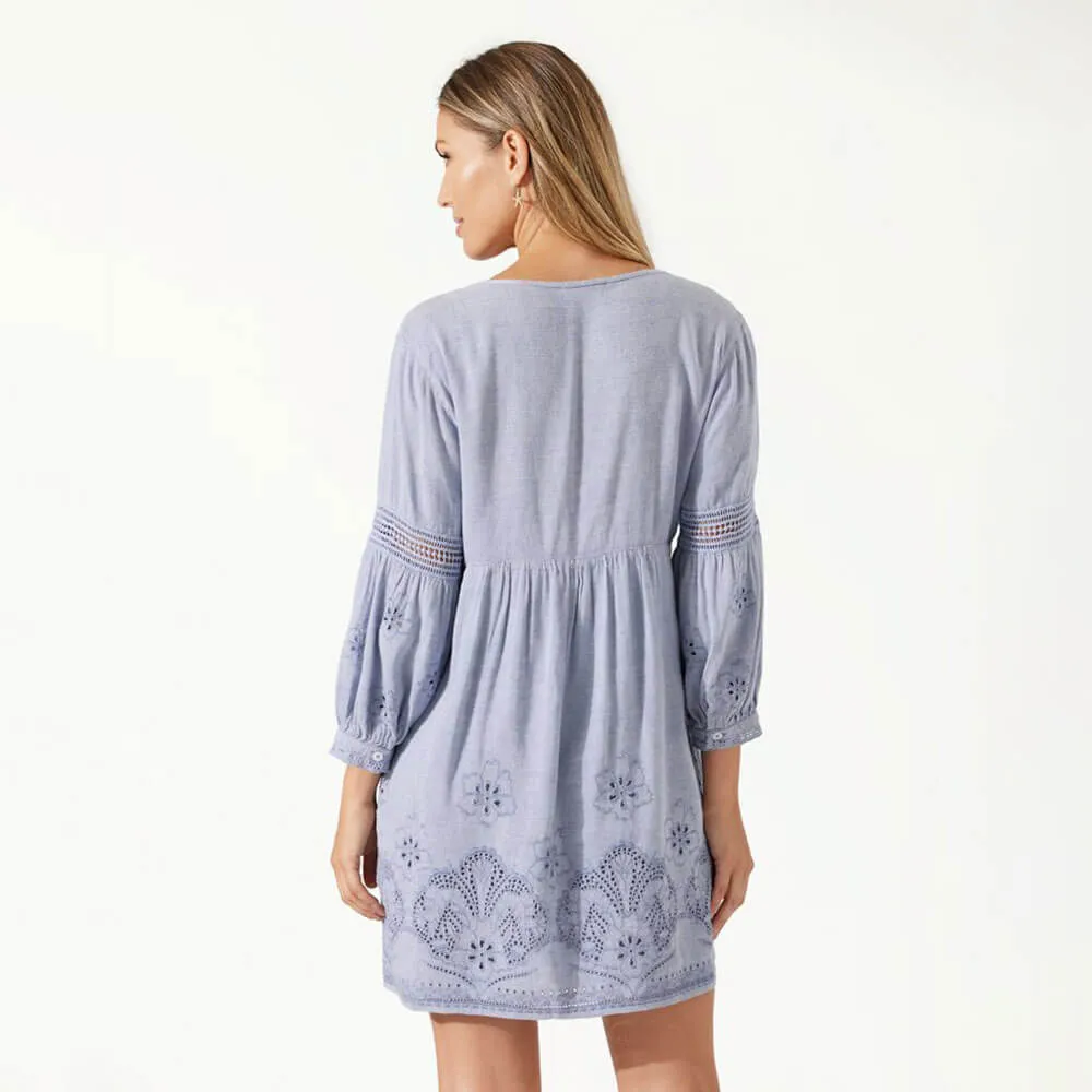 Womens Tommy Bahama Swimwear Tommy Bahama St. Lucia Split Neck Dress Coverup - Billowy Blue