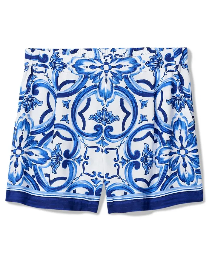 Womens Tommy Bahama Swimwear Tommy Bahama Terrazzo Tile Pull On Short Cover Up - Palace Blue *