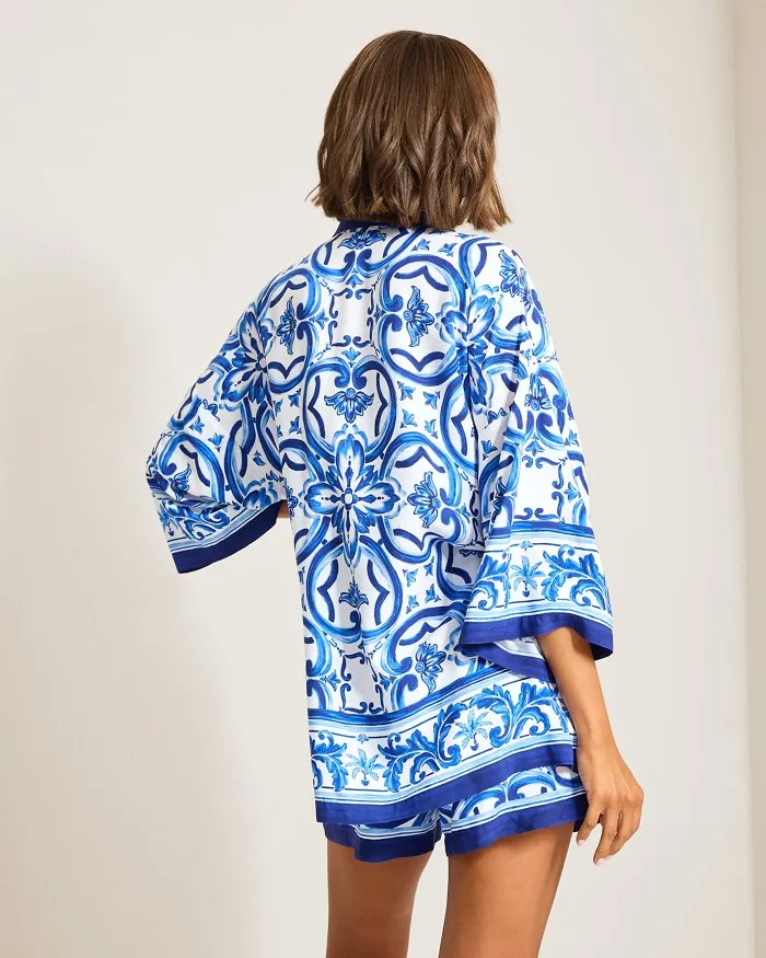 Womens Tommy Bahama Swimwear Tommy Bahama Terrazzo Tile Tunic Shirt Cover Up - Palace Blue