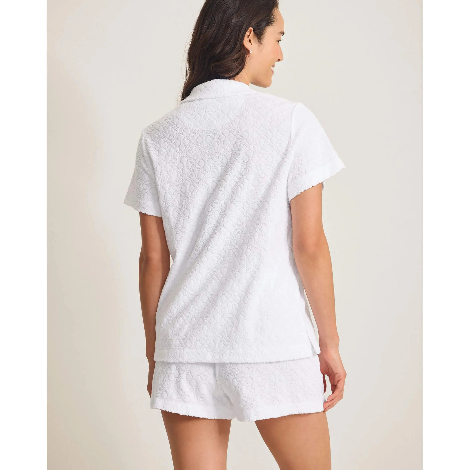 Womens Tommy Bahama Swimwear Tommy Bahama Textured Spa Terry Camp Shirt Cover Up - White