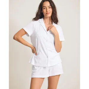 Womens Tommy Bahama Swimwear Tommy Bahama Textured Spa Terry Camp Shirt Cover Up - White