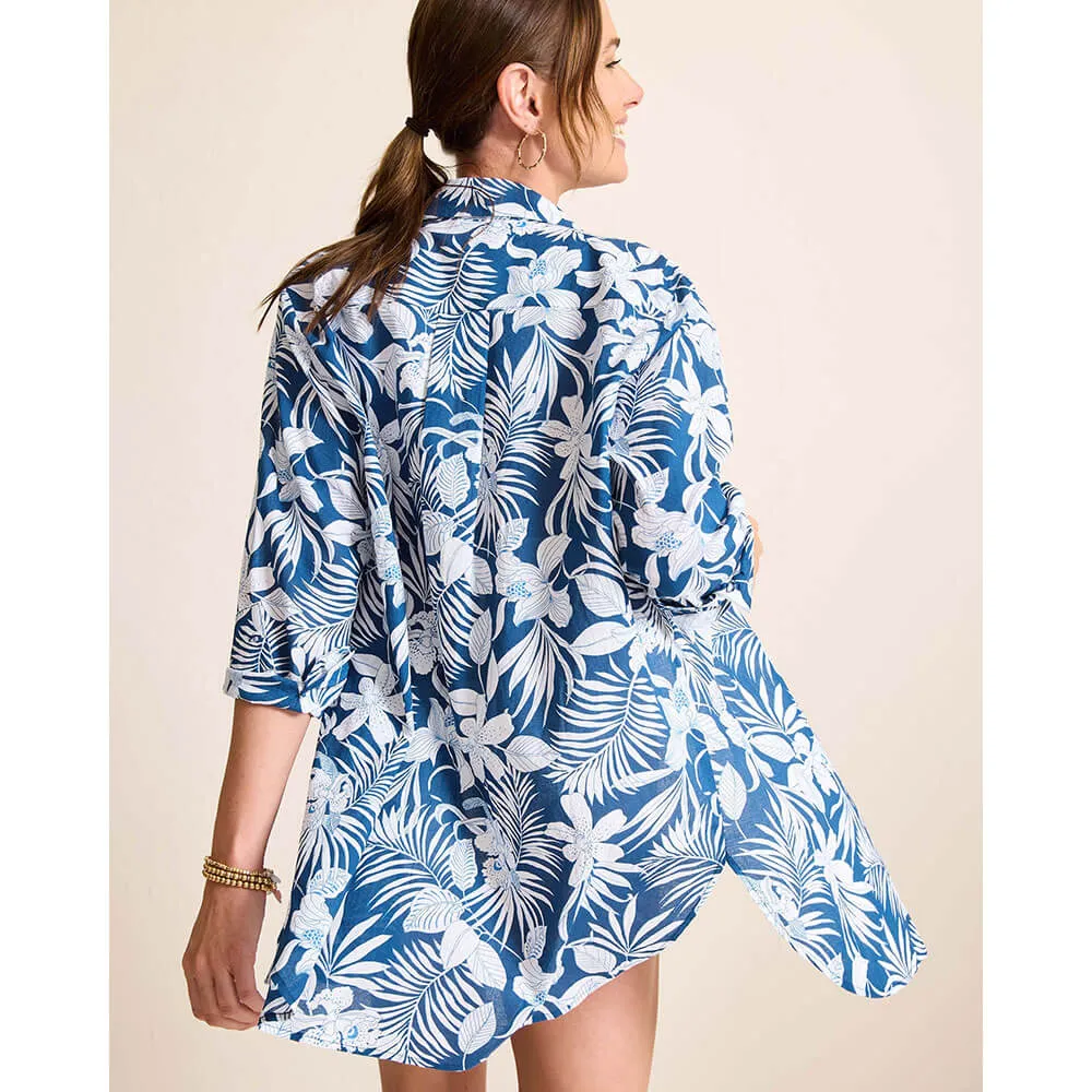 Womens Tommy Bahama Swimwear Tommy Bahama Womens Blooms Boyfriend Shirt Coverup - Indigo Tide*