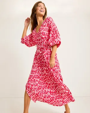 Womens Tommy Bahama Swimwear Tommy Bahama Womens Ikat Stripe Midi Dress Coverup - Red Hibiscus