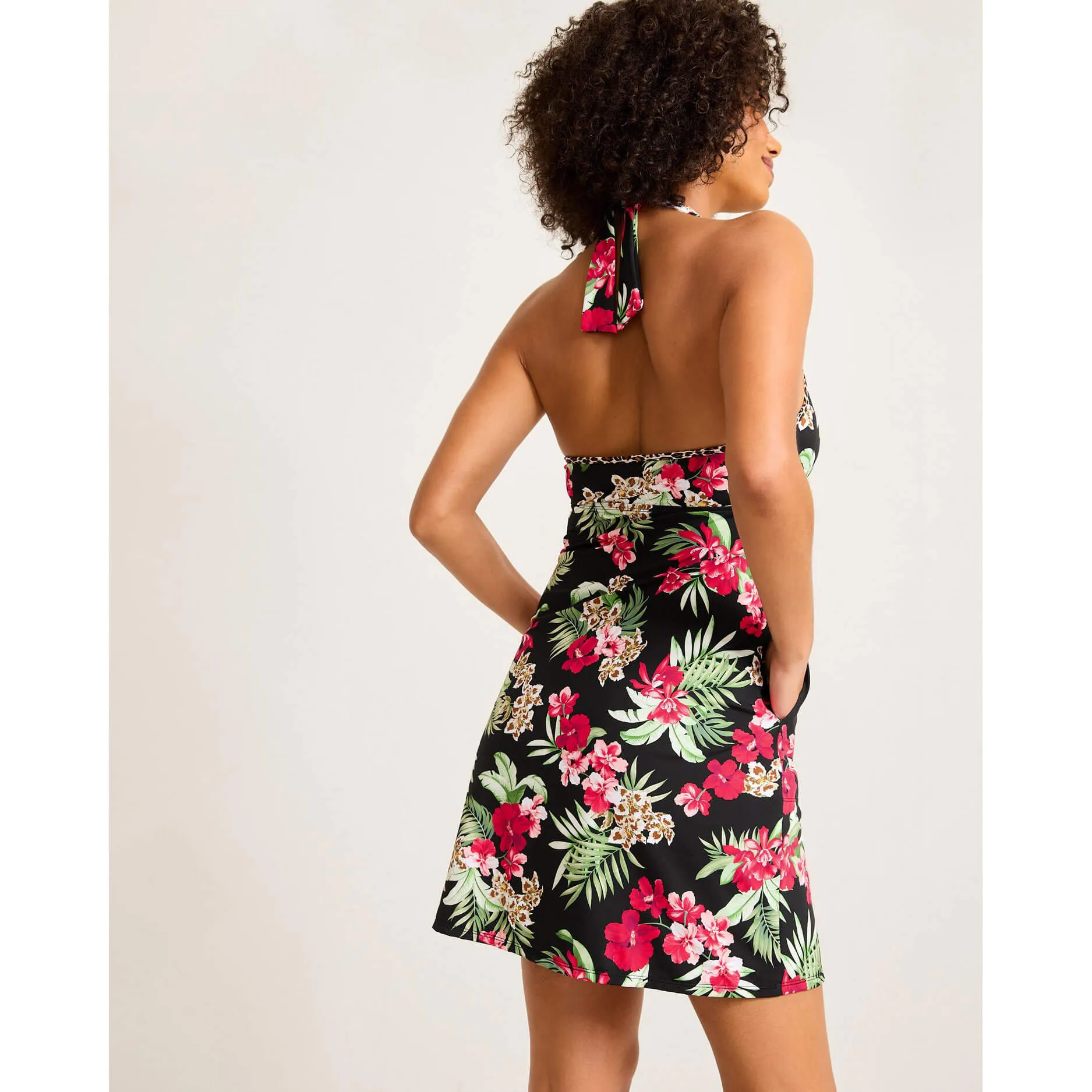 Womens Tommy Bahama Swimwear Tommy Bahama Womens Lily Cat Halter Spa Dress Coverup - Black