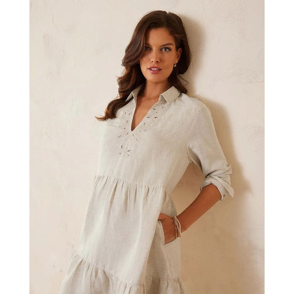 Womens Tommy Bahama Swimwear Tommy Bahama Womens St. Lucia Embroidered Collar Dress Coverup - Twill