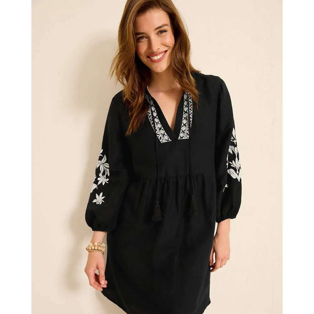 Womens Tommy Bahama Swimwear Tommy Bahama Womens St. Lucia Floral Embroidered Dress Coverup - Black